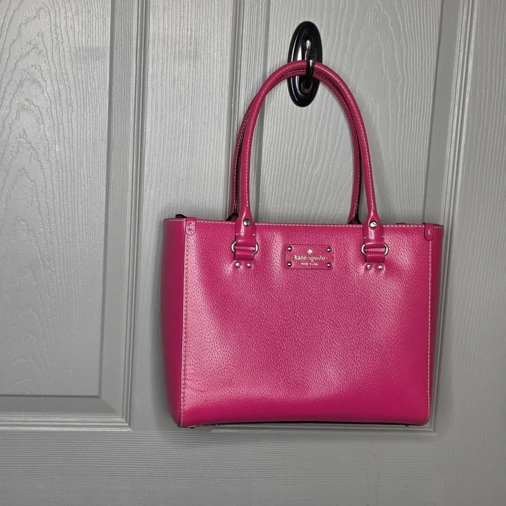 Kate Spade New York Wellesley Quinn Tote Pink Leather Satchel Handbag & Wallet
